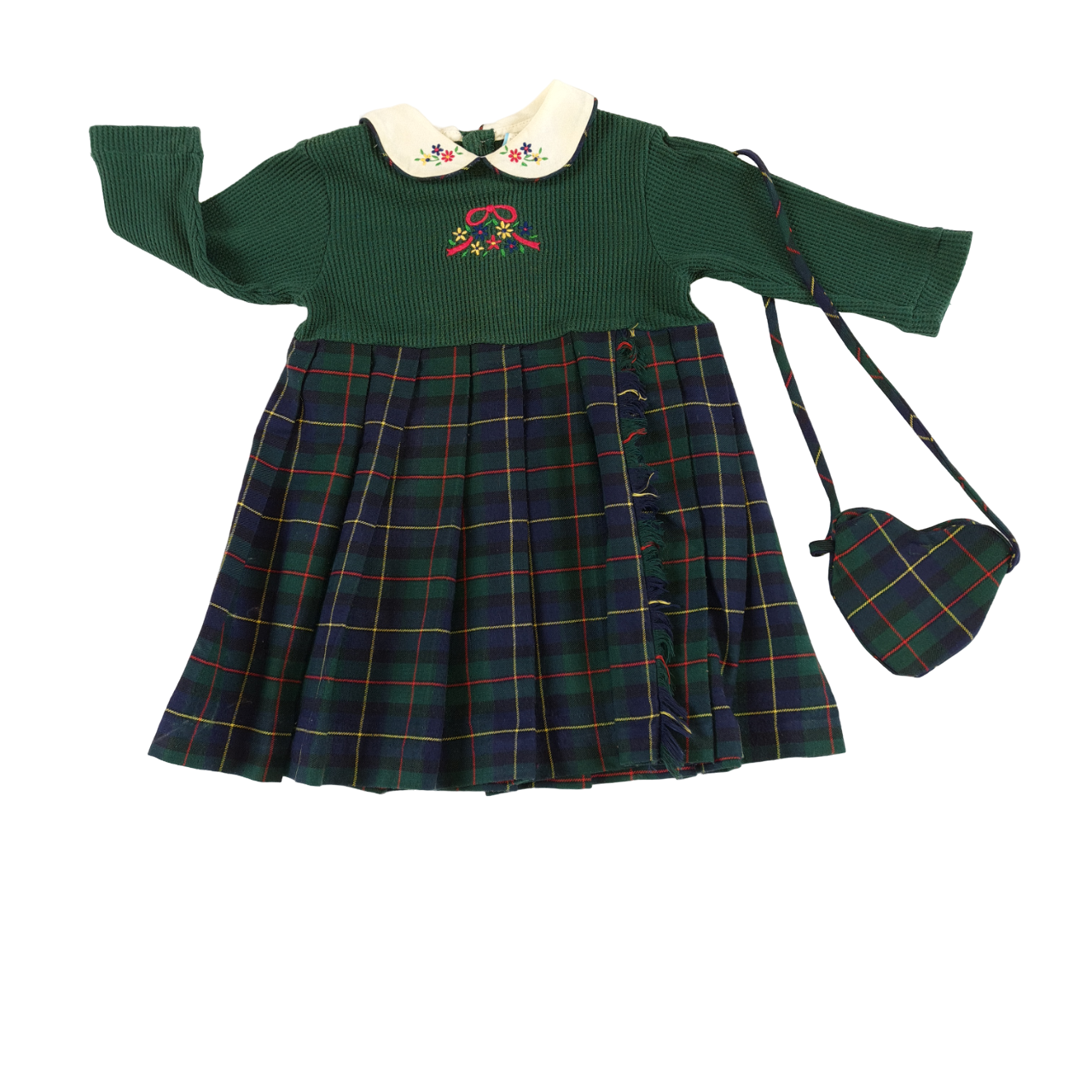 Half Plaid Green Dress