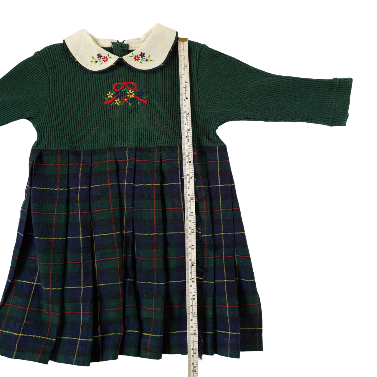 Half Plaid Green Dress