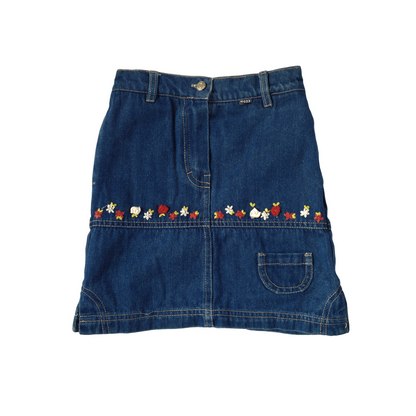 Denim Skirt with Flowers