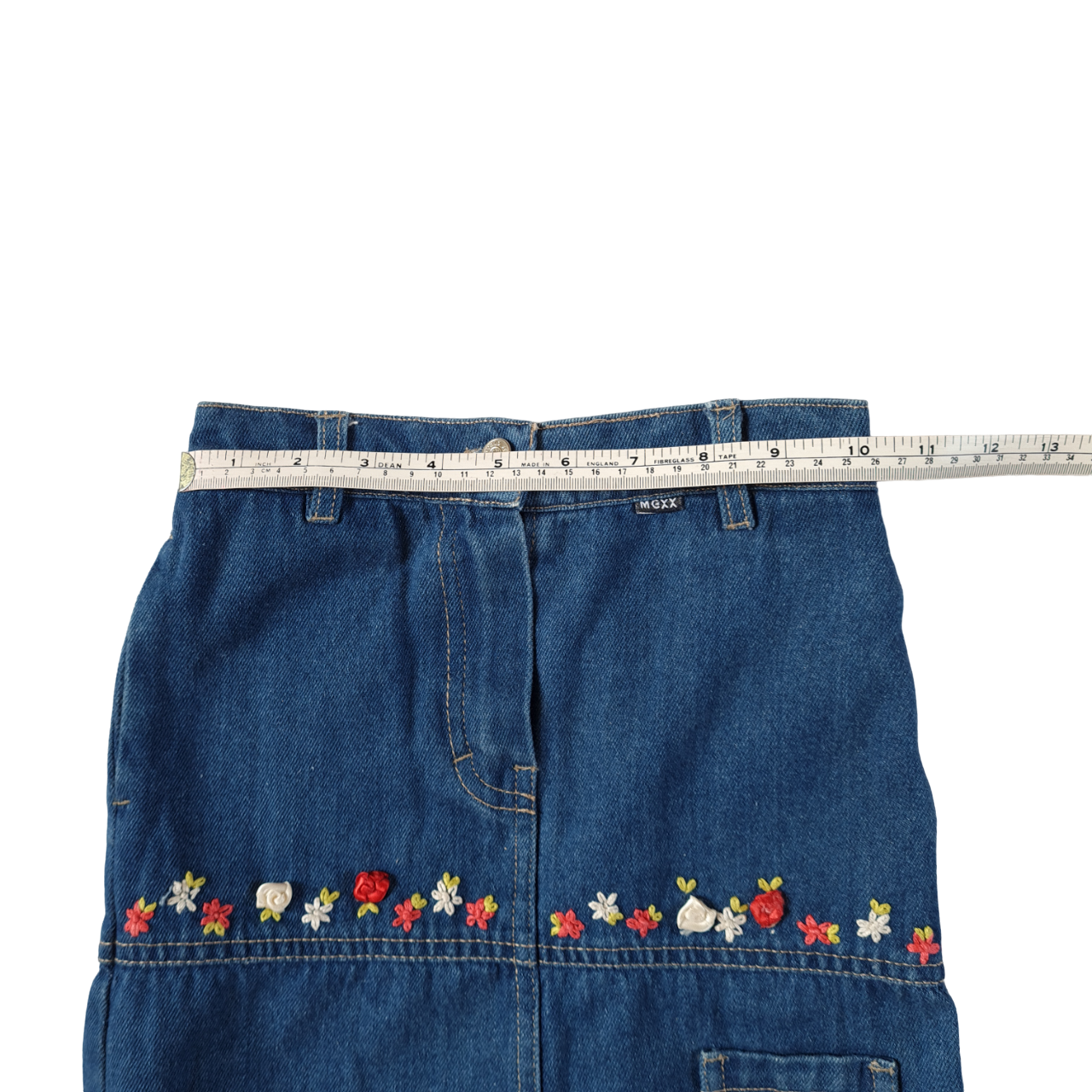 Denim Skirt with Flowers