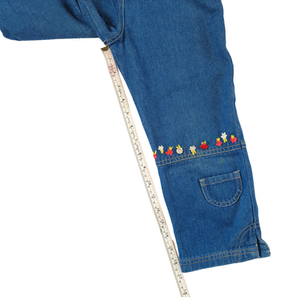 Denim Trousers with Flowers