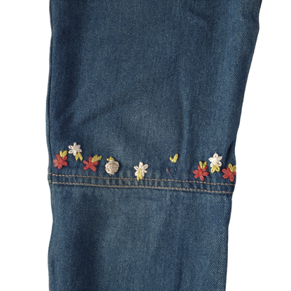 Denim Trousers with Flowers