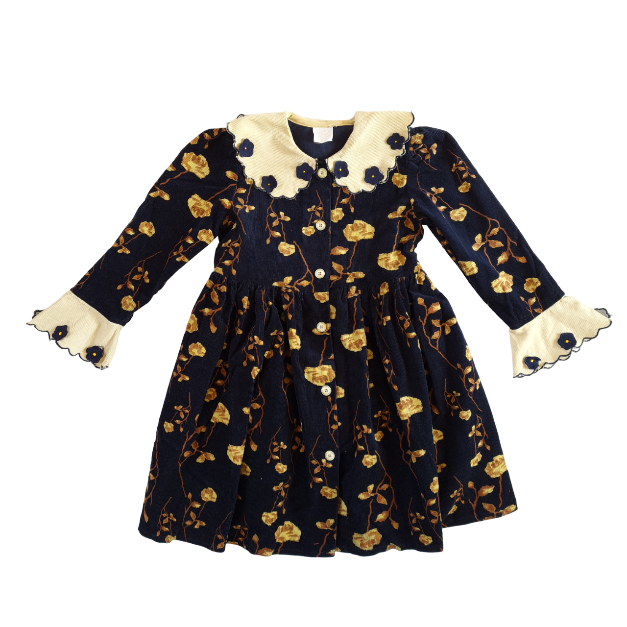 Floral Navy Cord Dress