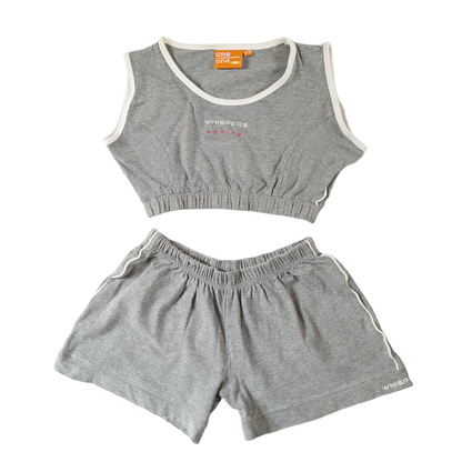 Grey Cropped Sports Top and Shorts