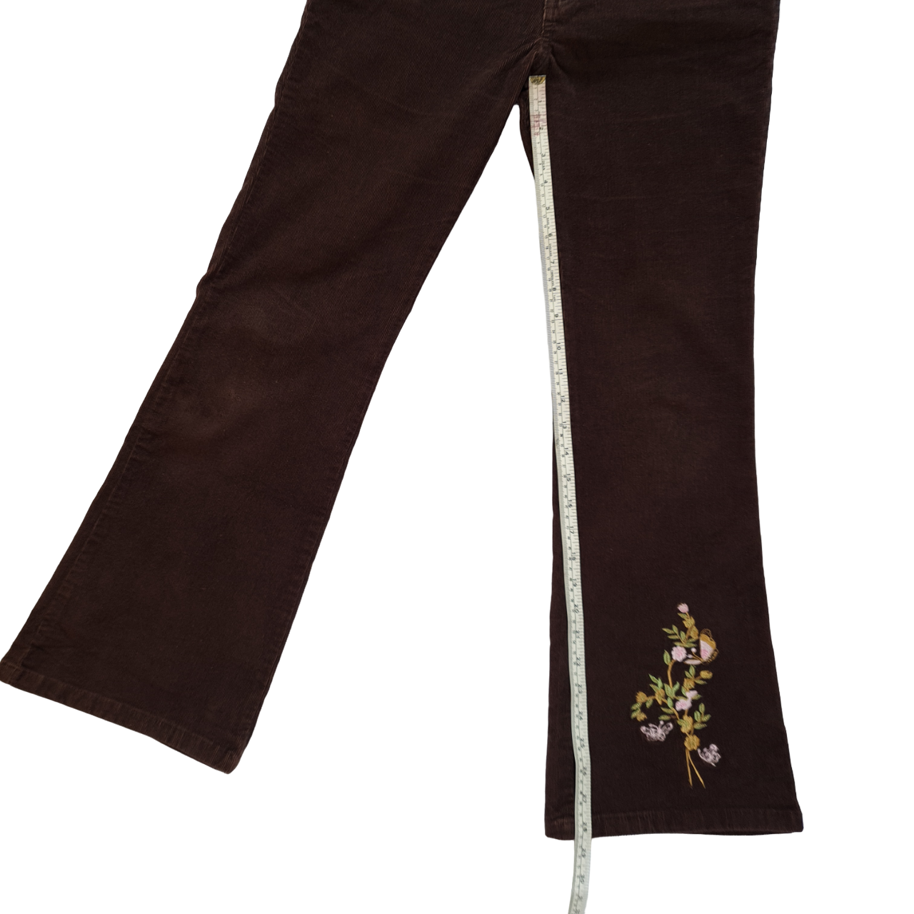 Brown Cord Trousers with Flowers