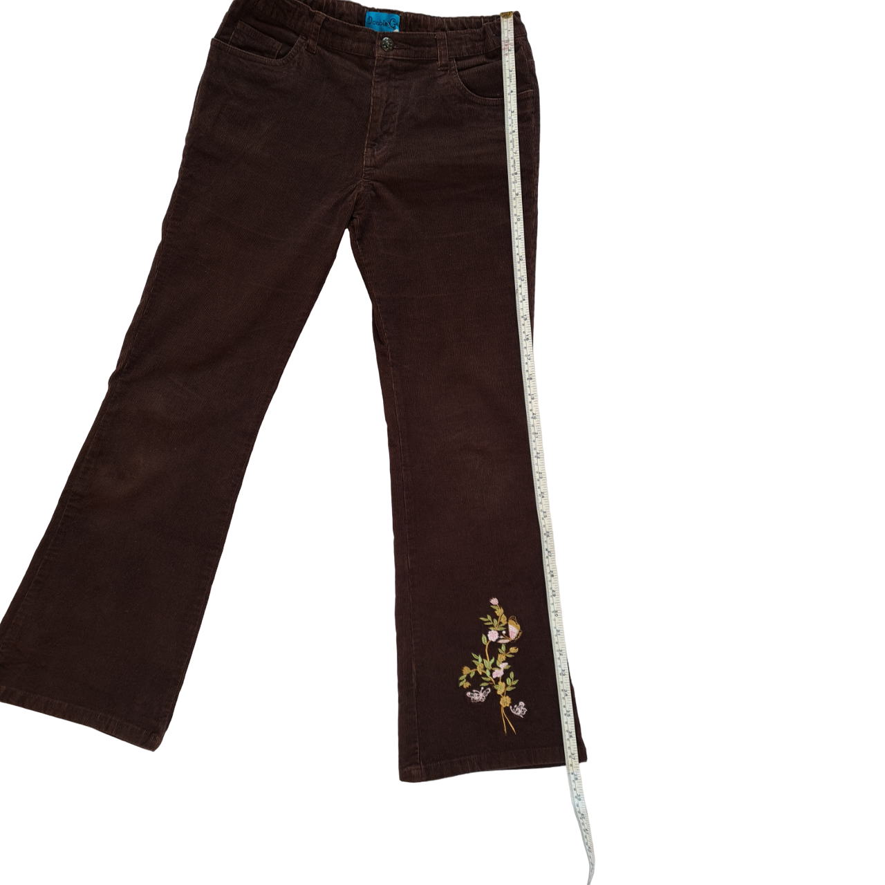 Brown Cord Trousers with Flowers